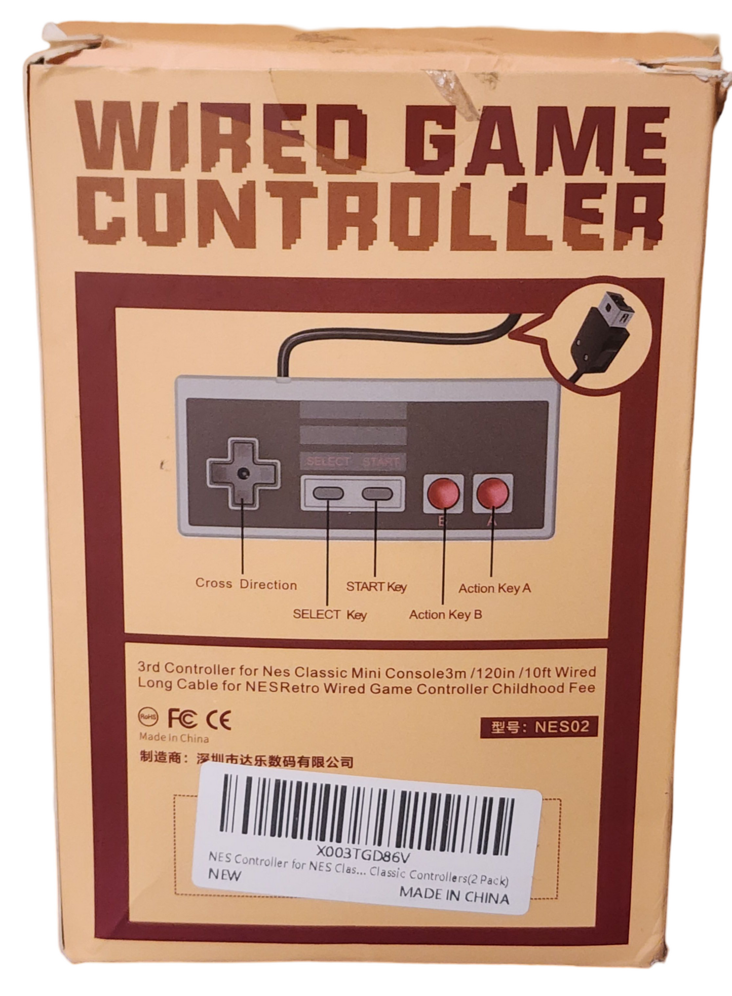 Wired Game Controllers for NES - 10ft Long Cord