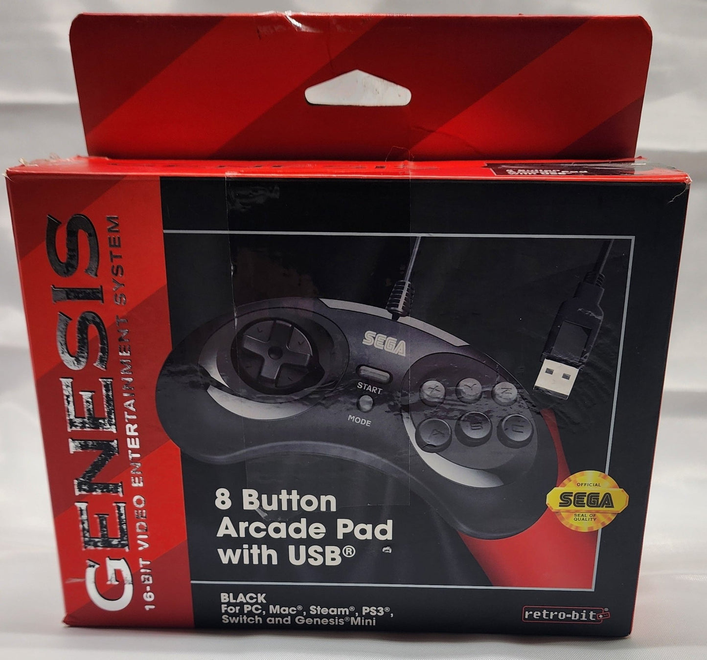 Retro-Bit Official USB Controller 6-Button. Sega Genesis.